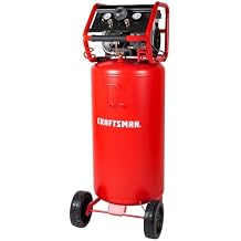 Craftsman Air Compressor,26 Gallon Portable Air Compressor 1.8HP 5.0 CFM@90PSI Oil Free Induction Motor, Max 150 PSI Pressure Powerful High Capacity 1000H Long Life Cycle, Red,CMXECXA3332643