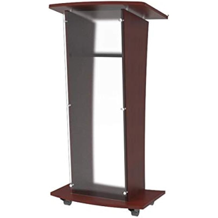 FixtureDisplays Wood Podium with Frost Acrylic Front Panel, 46.5 Tall Pulpit Lectern, Easy Assembly Required 1803-5-NEW