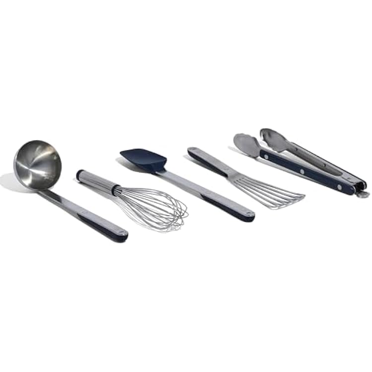 Made In Cookware | Stainless Steel Kitchen Utensil 5-Piece Set | Ladle, Tongs, Whisk, Spoonula, Fish Turner