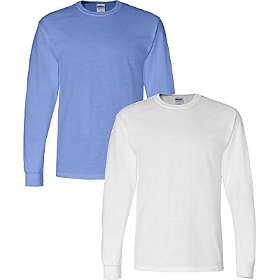 Gildan Mens DryBlend Adult Long Sleeve T-Shirt, 2-Pack Carolina BlueWhite
