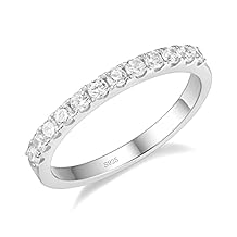 EAMTI CZ Wedding Band for Women 925 Sterling Silver Half Eternity Stackable Ring Size 3-13
