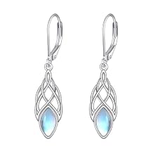 YFN Sterling Silver Celtic Knot Dangle Earrings Created Moonstone/Turquoise/Abalone Good Luck Irish Celtic Knot Leverback Dangles Earrings for Women