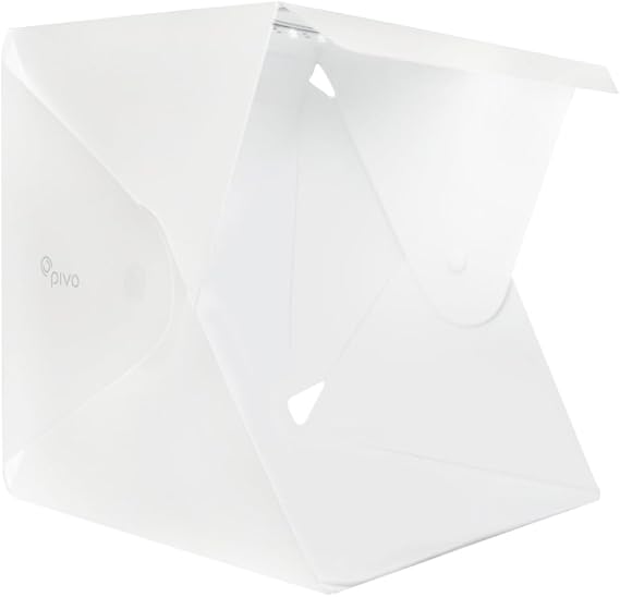 Pivo Lightbox 10" Portable Foldable Professional Product Lightbox Studio Full Set Tent Kit with 360 Turntable, Color Backdrops, and Dimmer Control