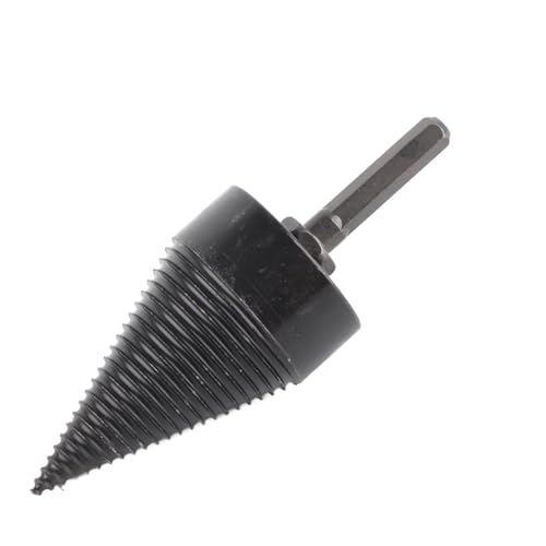 Firewood Log, Drill Bit Wood Splitter Carbon Steel Splitting Splitters Cone Hex Shank Drilling Tool Black 45mm 1.77in Split Incisive Screw 50mm