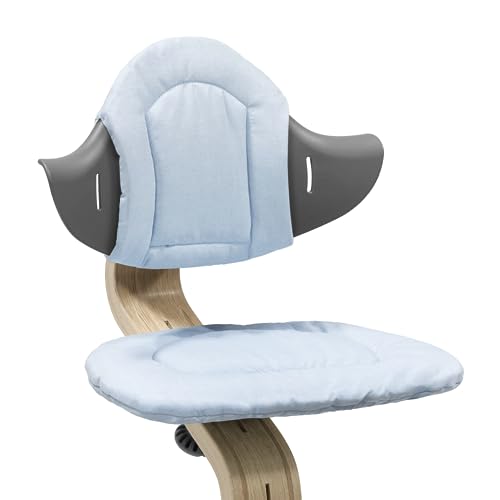 Nomi Stokke Cushion, Grey Blue - Adds Softness & Comfort to The Chair & High Chair - Easy to Attach & Remove - for Ages 6 Months - Reversible & Machine Washable