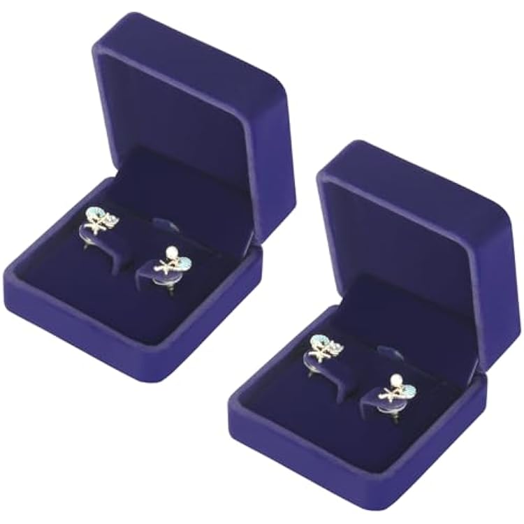 2 Pieces Classic Velvet Jewelry Earring Gift Box for Stud Earrings Necklace Pendant, Jewellry Earring Storage Display Case for Wedding Engagement Birthday Anniversary