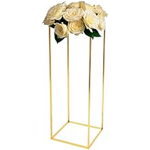 Metal Flower Floor Vase Column Flower Stand Geometric Centerpieces Vase for Tables Gold Flower Stand for Wedding Centerpiece Road Leads