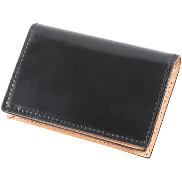Boosters Business Card Holder, Card Case, Business Card Case, Cordovan, High Quality, Large Capacity, Boosters Shell Cordovan, Pass-Through Gusset, Genuine Leather, Mens, Present, Popular, Black