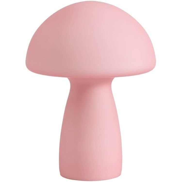 Urban Lifestyle Frosted Pink Mushroom Lamp,12 Glass Novelty Table Light, Plug-in Retro Decor for Bedroom, Living Room, Dorm
