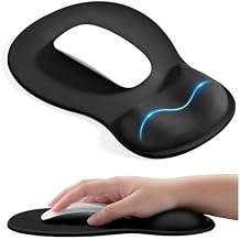 EooCoo Ergonomic Mouse Pad with Gel Wrist Rest Support, Middle Concave Design for Natural Wrist Alignment, Non-Slip Base Mousepad for Laptop, Computer, Office Desk Accessories, Carpal Tunnel Syndrome