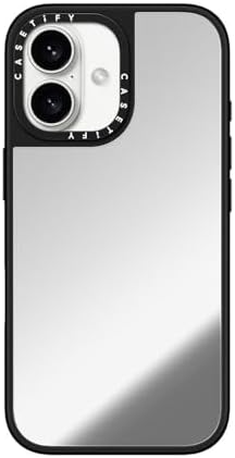 CASETiFY Mirror iPhone 16 Case [Reflective  4.9ft Drop ProtectionCompatible with Magsafe] - Silver On Black