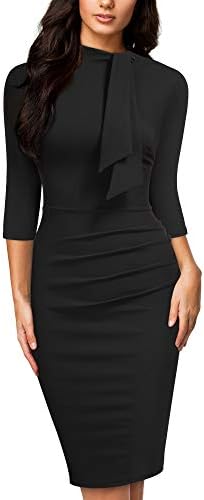 Miusol Womens Retro Half Collar Ruffle 23 Sleeve Cocktail Pencil Dress