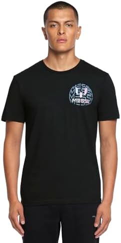 Messi Mens Globe Logo Tee, Lifestyle Short Sleeve T-Shirt, Standard Fit with Graphic