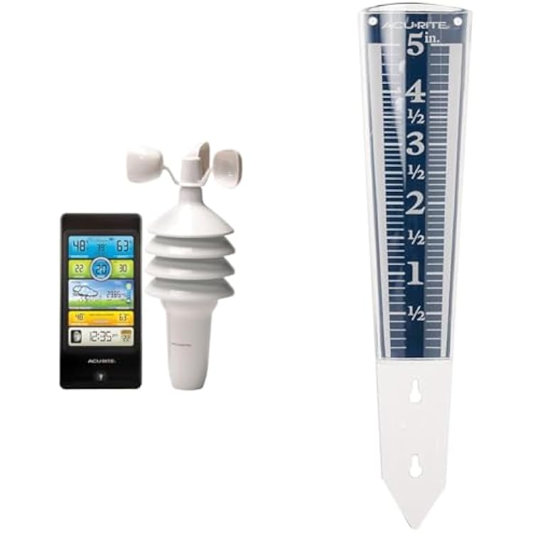 AcuRite Notos 3-in-1 Pro Digital Weather Station with Wind Speed Temperature Humidity  5 Magnifying Rain Gauge