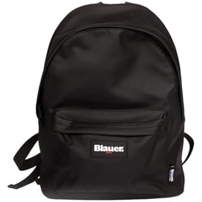 BLAUER Mens Naper backpack with external pocket and logo written on the front, Black, Taglia unica