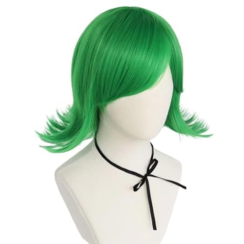 DISGUSTs Short Green Wig with A Wig Cap, Womens Synthetic Hair for Cosplay Anime Film Inside Out2, Comic-Con, Parties, Costume Play; 55Y