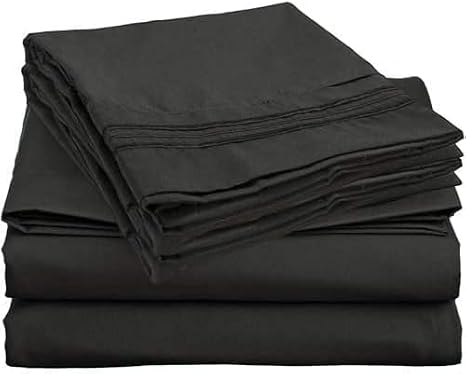 Split California Sheet Set - College Dorm Size - Premium 1800 Ultra-Soft Microfiber Twin Extra Long Sheets - Double Brushed - Deep Pocket - Bed Sheets (Split California, Black)