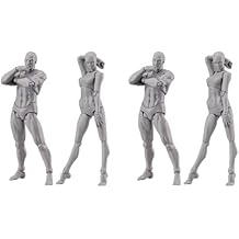 2X Body Doll, Artists Manikin Blockhead Jointed Mannequin Drawing Figures Male+Female Set (Grey)