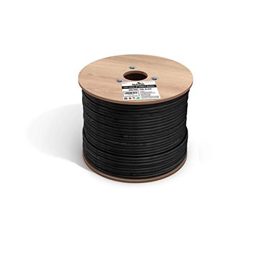 fast Cat. Cat5e Outdoor 500ft, Waterproof CMX, 24AWG Solid Bare Copper, 100W, 350MHz, PoE 4PPoE, UL Listed, Unshielded UTP, Direct Burial Cat5e Bulk Ethernet Cable - Black