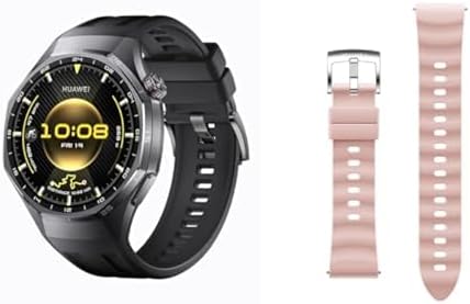 HUAWEI WATCH GT 6 Pro 46mm Smart Watch 1.47" Large Screen Black+Huawei WATCH GT6 EasyFit Pink Fluoroelastomer Strap 18mm Smart Watch Replacement Strap