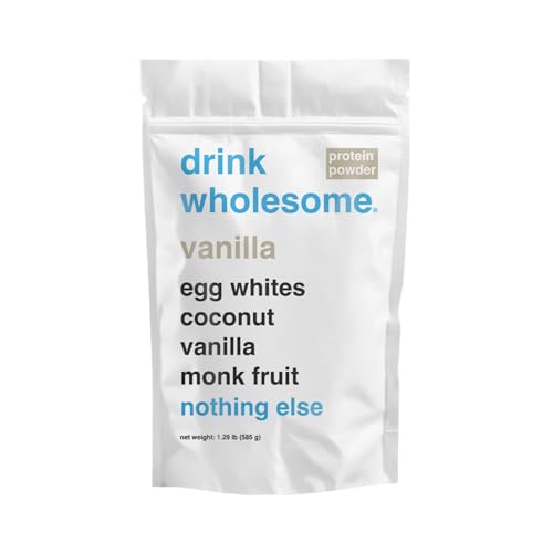 drink wholesome Vanilla Egg White Protein Powder for Sensitive Stomachs | Minimally-Processed, Whole-Food Protein | Additive-Free, Dairy-Free, Gluten-Free | Low FODMAP