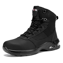LARNMERN Steel Toe Boot Women Non Slip Work Shoe Rainproof Safety Toe Sneaker Side Zipper Industrail Boot High Top Tactical Shoe
