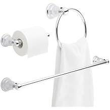 3-Piece Bathroom Hardware Set, Polished Chrome Towel Bar, Toilet Paper Holder & Towel Ring Rust-Resistant Bath Accessory Set for Modern Bathrooms, Easy Install, Heavy-Duty Wall Mount