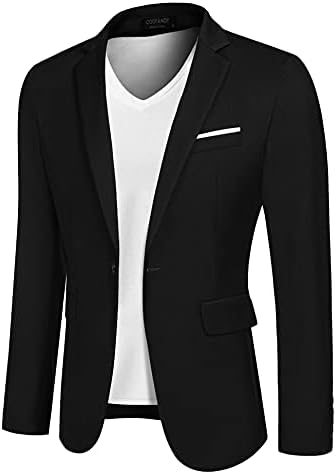 COOFANDY Mens Casual Blazer Jacket Slim Fit Sport Coats Lightweight One Button Suit Jacket Black