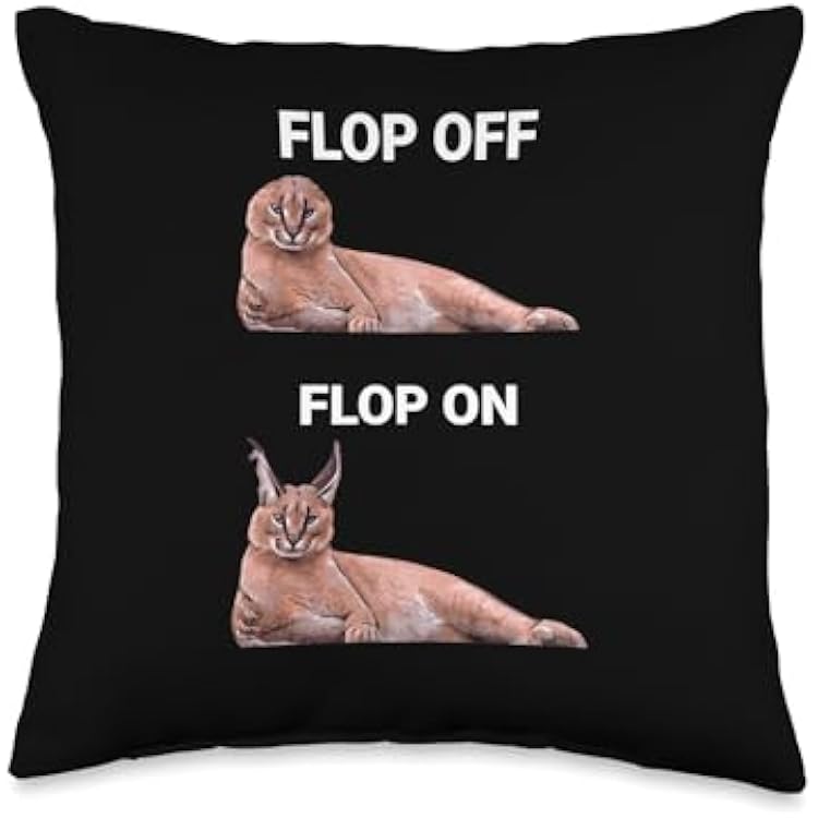 Big Floppa Meme Flop Off Flop On Cute Caracal Cat Throw Pillow