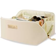 Travel Makeup Bag, Large Capacity Cosmetic Bag for Women, Waterproof PU Leather, Flat Open Portable Toiletry Bag for Skincare, Brushes & Travel Essentials, Beige