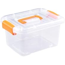 Plastic Storage Bin with Latching Buckles Portable Handle Heavy Duty Clear Storage Latch Container Box (M)