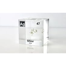 Authentic Silver Metal Display Encased in Lucite Acrylic, 2x2x2 Inches, Handcrafted by Engineered Labs in The USA, Ideal for Display or Educational Use
