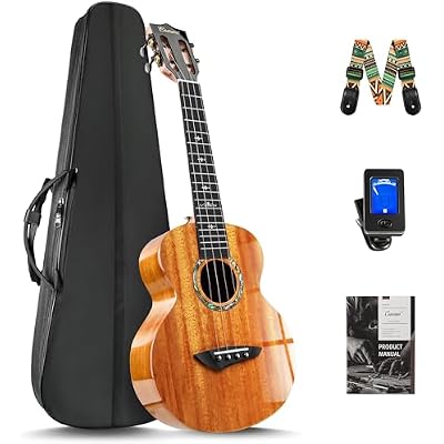 Caramel CAG47 Glossy Red African Mahogany 23 Concert Ukulele for Beginner | Handmade Ukelele Starter Kit