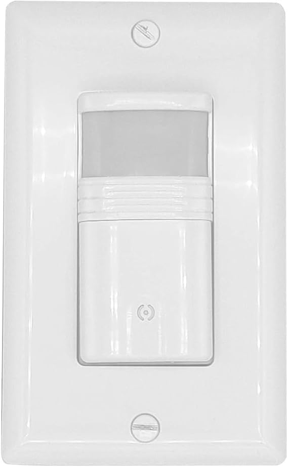 LED Infrared Wall Switch Vacancy and Occupancy Motion Sensor, Automatic On or Off Operation, Adjustable Time Delay, Neutral Wire Required, Replaces Standard Light or Fan Single-Pole Switch, White (1)