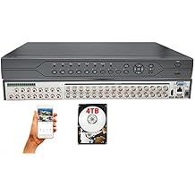 Evertech 32 Channel 32CH H.265 Hybrid DVR Recorder 4-in1 for HD TVI AHD CVI and Analog 1080P Home Business Security Surveillance Camera Systems + 4TB Hard Drive Memory for 24/7 Recording Remote Access