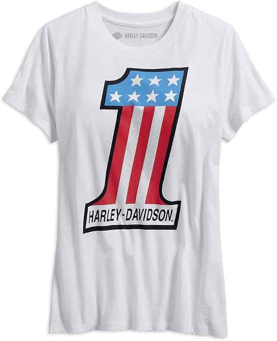 Harley-Davidson Women's Retro #1 Tee 3 Women's Retro #1 Tee, White 99238-19VW