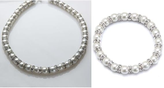 White and Crystal Magnetic Bracelet and Necklace Set (Small)