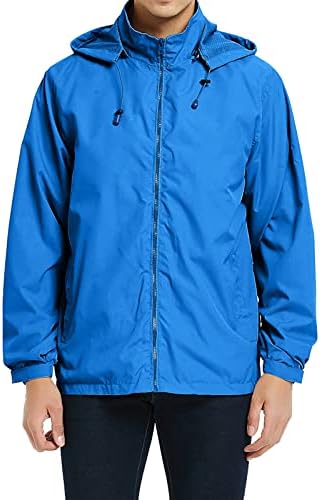 Mens Lightweight Windbreaker Jacket Waterproof Rain Jacket with Hood Soft Shell Jacket