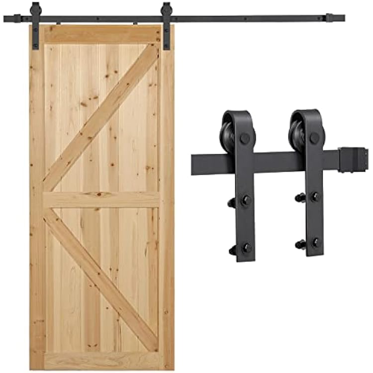 Yaheetech 6.6 FT Black Antique Style Steel Sliding Wood Barn Door Hardware Closet Doors Track Kit Set