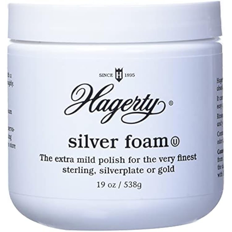 Hagerty Silver Foam - Trusted Silverware Polish and Tarnish Remover Since 1895 for Sterling Silver, Silver-Plate, Gold, and Gold Made in USA, Kosher Certified, 19 oz