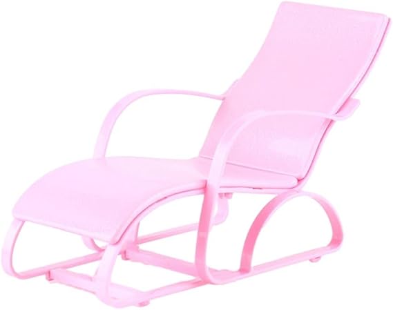 Deck Chair, Beach Chair, Dollhouse Furniture, Folding Mini Chair, Accessories, 1:6 Scale, Lounge, Swimming, Pink, Kids Toy