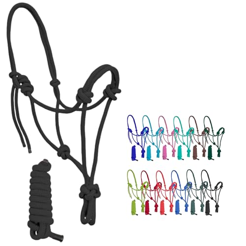 Resistance Plain Nylon Adjustable Rope Halter With Matching 6Ft Lead