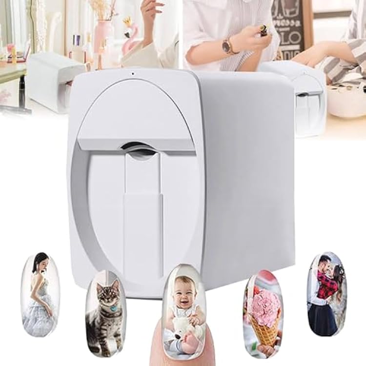 Digital Mobile Nail Art Printer,Portable 3D Nail Painting Machine,DIY Nail Art Printer Control Through Free Mobile App for Home Usage Nail Salon for Cute Girls Women Gift,White