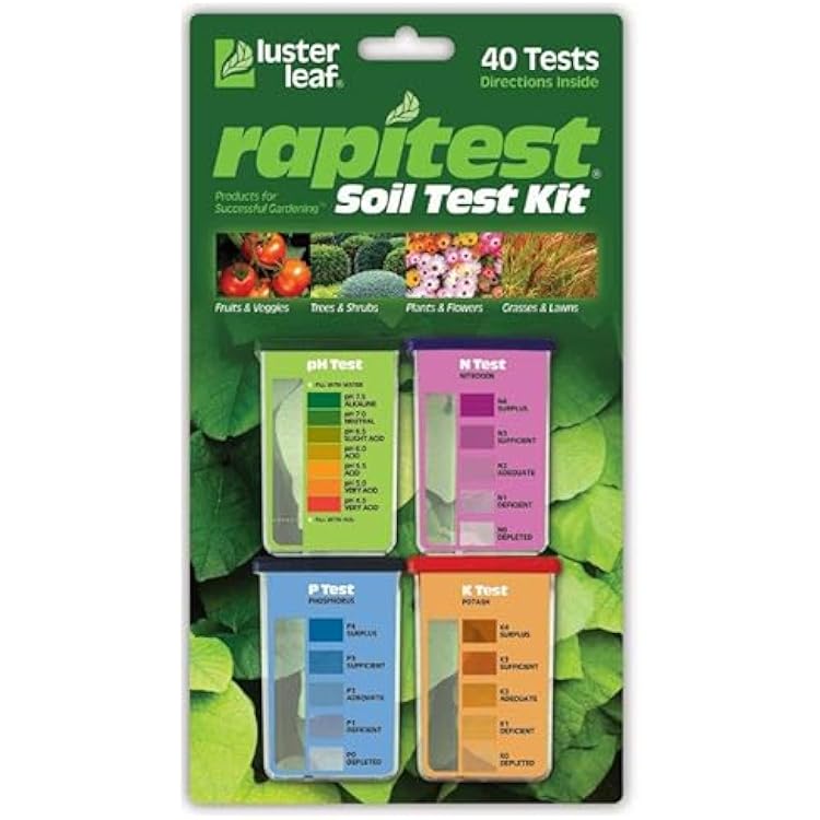Rapitest Soil Test Kit for Gardens, Vegetables, Flowers and Lawns. USA designed and assembled soil tester completely, quickly and accurately measuresanalyzes soil pH acidity and garden nutrients