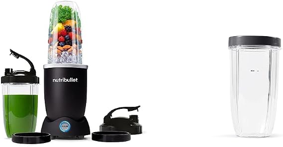 nutribullet Pro+ 1200 Watt Personal Blender with Pulse Function SKU Matte Black & 32 Ounce Colossal Cup with Standard Lip Ring