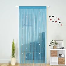 Beaded String Curtains for Doorways Boho Bedroom Decor Hanging Door Wall Beads Closet Window Curtain Room Divider Privacy Decorative (Blue, 39" W x 79" L)