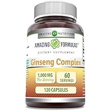 Amazing Formulas Ginseng Complex 1000 Mg of 4:1 Korean Ginseng Extract | Capsules Supplement | Non-GMO | Gluten-Free | Made in USA (1 Pack | 120 Count)