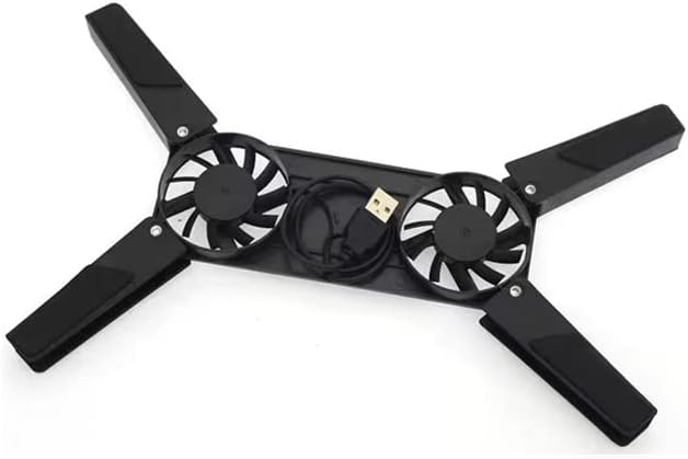 USB Cooling Fan, Compatible for Laptop, Foldable ABS Plastic Black Quiet 2 Fan Cooling Pad Lightweight Compact Portable Built-in Protective Pad Heat Dissipation for Travel