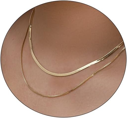 Layered Necklace for Women Dainty 14K GoldSilver Plated Necklaces Trendy Herringbone Rope Chain Necklace Set Simple Stacked Choker Layering Jewelry Minimalist Gifts