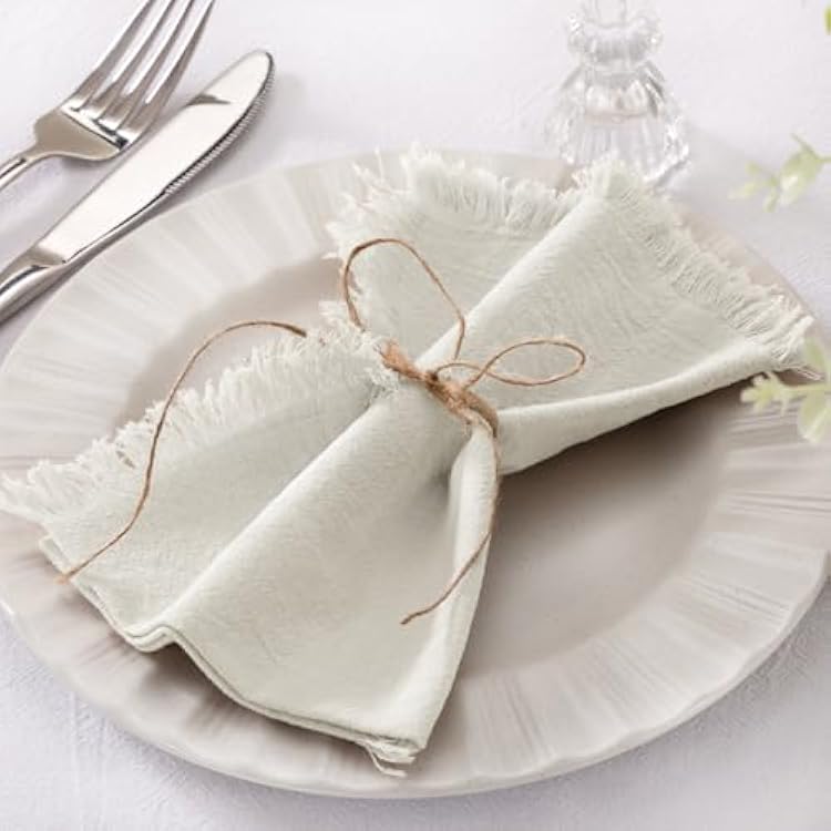 Socomi Linen Napkins Beige Fall Thanksgiving Cloth Napkins Bulk Washable Cotton Napkins Set of 6 17x17 for Wedding Party Bridal Baby Shower Birthday Table Decorations
